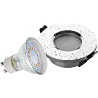 Los mejores  - SEBSON Foco empotrable Techo para baño (IP44) incl. GU10 bombilla 3-5W LED - Orificio de montaje ø65mm- ø84x27mm…